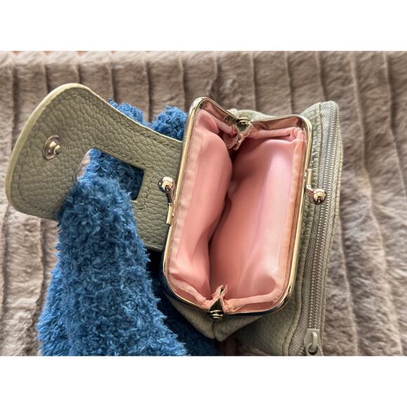 Unused Gray Mini Japanese Wallet with Kiss-Lock Gamaguchi Purse & Zip Pocket - Picture 6 of 7